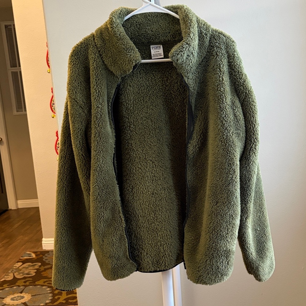 Pink by Victoria's Secret Green Teddy Bear Jacket